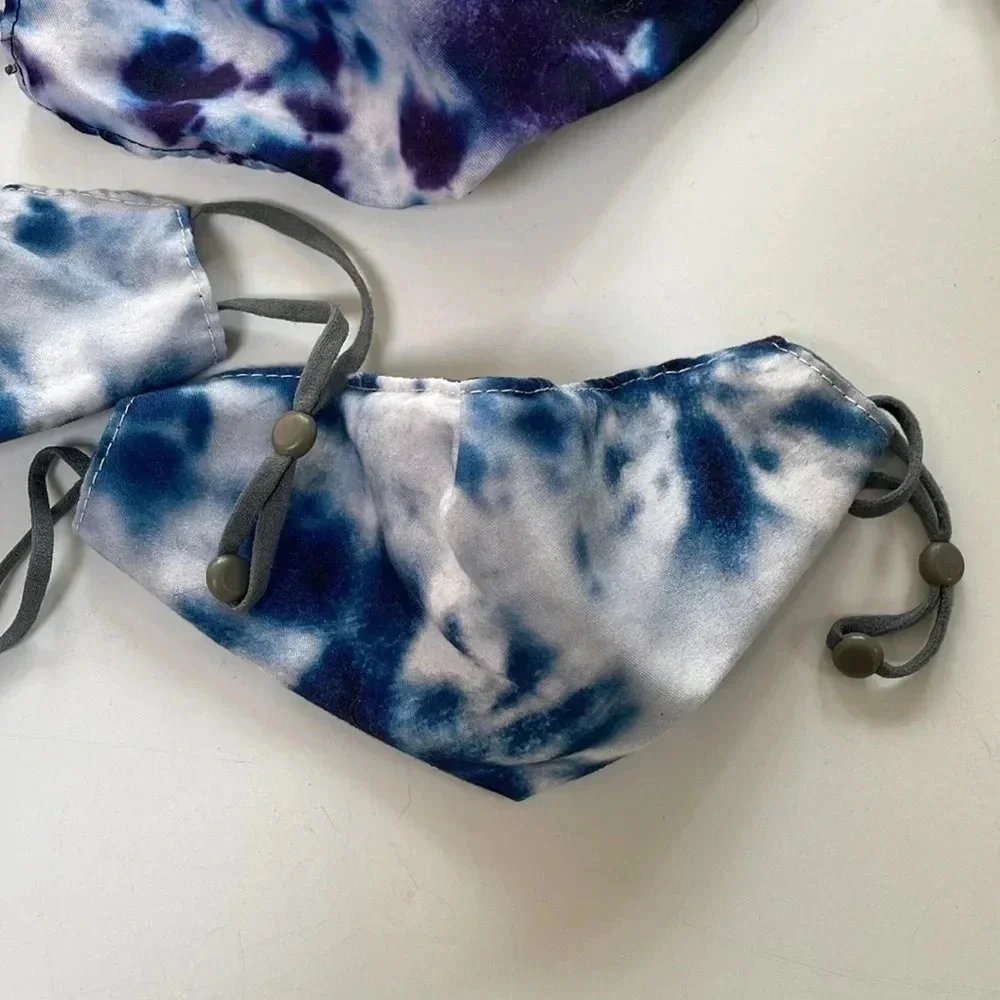 BUNDLE of 5 kids 100% cotton mask with adjustable straps. Tie dye.